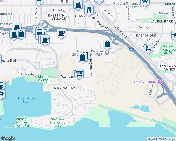 map of restaurants, bars, coffee shops, grocery stores, and more near in Richmond