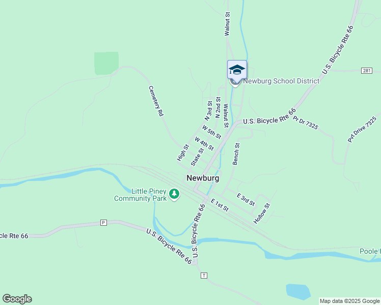 map of restaurants, bars, coffee shops, grocery stores, and more near 130 West 3rd Street in Newburg