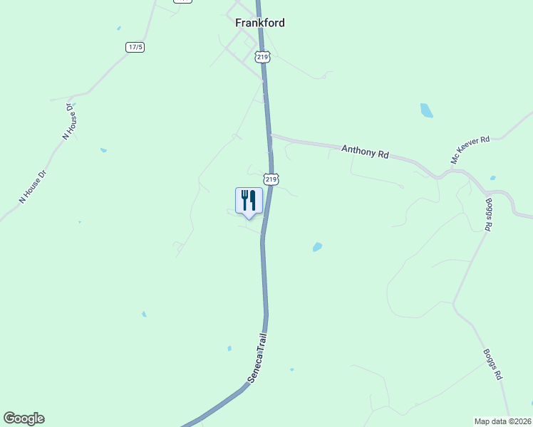 map of restaurants, bars, coffee shops, grocery stores, and more near Seneca Trail in Greenbrier County