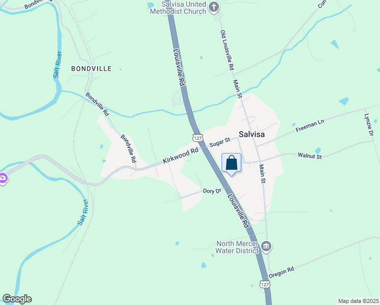 map of restaurants, bars, coffee shops, grocery stores, and more near 182 Kirkwood Road in Salvisa