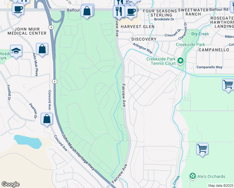 map of restaurants, bars, coffee shops, grocery stores, and more near 1481 Bismarck Lane in Brentwood