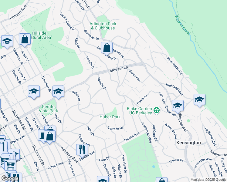 map of restaurants, bars, coffee shops, grocery stores, and more near 8215 Terrace Drive in El Cerrito