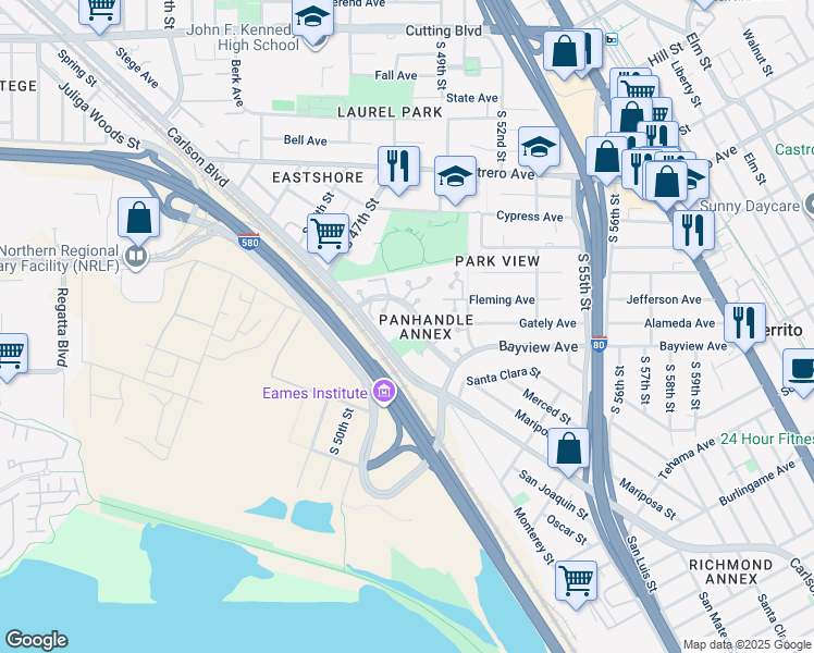 map of restaurants, bars, coffee shops, grocery stores, and more near 5000 Hartnett Avenue in Richmond