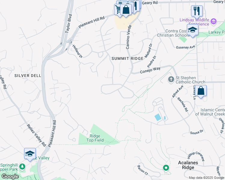 map of restaurants, bars, coffee shops, grocery stores, and more near 1091 Camino Verde Circle in Walnut Creek
