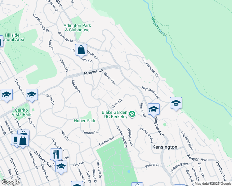 map of restaurants, bars, coffee shops, grocery stores, and more near 716 Gelston Place in El Cerrito