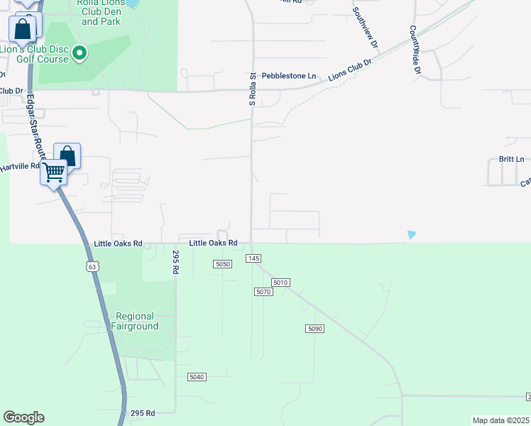 map of restaurants, bars, coffee shops, grocery stores, and more near 1328 Chelsea Lane in Rolla