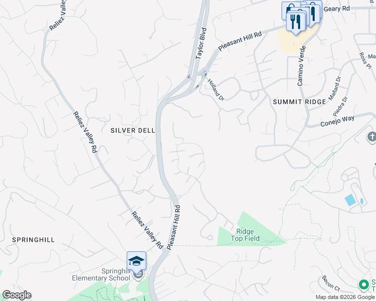 map of restaurants, bars, coffee shops, grocery stores, and more near 564 Monarch Ridge Drive in Walnut Creek