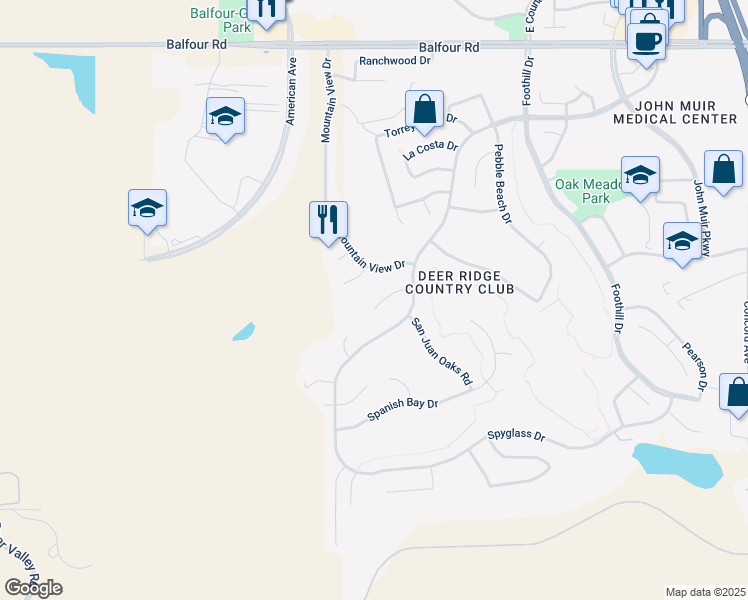 map of restaurants, bars, coffee shops, grocery stores, and more near 2803 Blue Oak Court in Brentwood