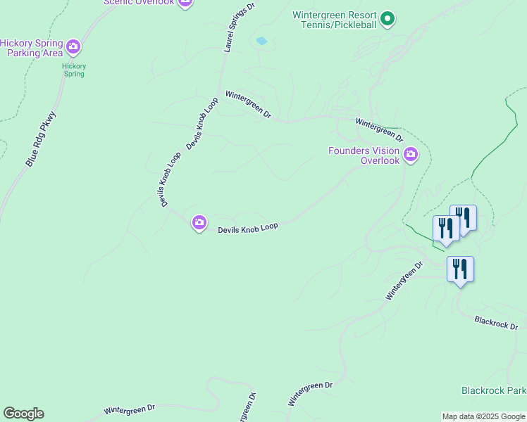 map of restaurants, bars, coffee shops, grocery stores, and more near 28 Fern Circle in Wintergreen Resort