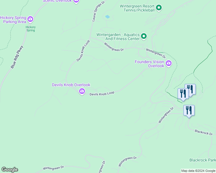 map of restaurants, bars, coffee shops, grocery stores, and more near 28 Fern Circle in Wintergreen Resort
