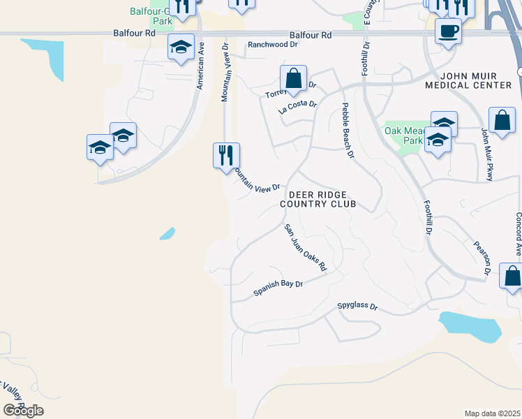 map of restaurants, bars, coffee shops, grocery stores, and more near 2803 Blue Oak Court in Brentwood