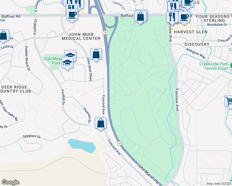 map of restaurants, bars, coffee shops, grocery stores, and more near 2060 Kent Drive in Brentwood