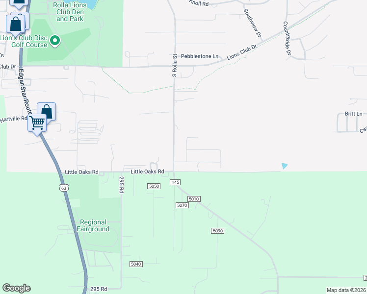 map of restaurants, bars, coffee shops, grocery stores, and more near 1326 Chelsea Lane in Rolla