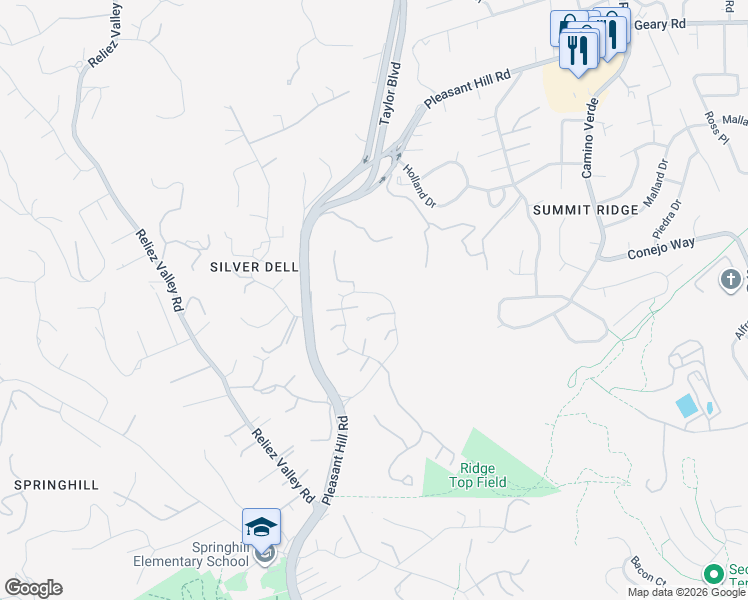 map of restaurants, bars, coffee shops, grocery stores, and more near 564 Monarch Ridge Drive in Walnut Creek