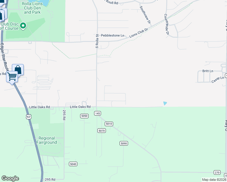 map of restaurants, bars, coffee shops, grocery stores, and more near 309 Traci Dawn Drive in Rolla