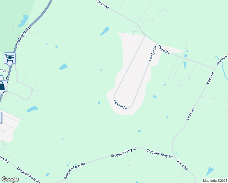 map of restaurants, bars, coffee shops, grocery stores, and more near 133 Carolyn Lane in Nicholasville