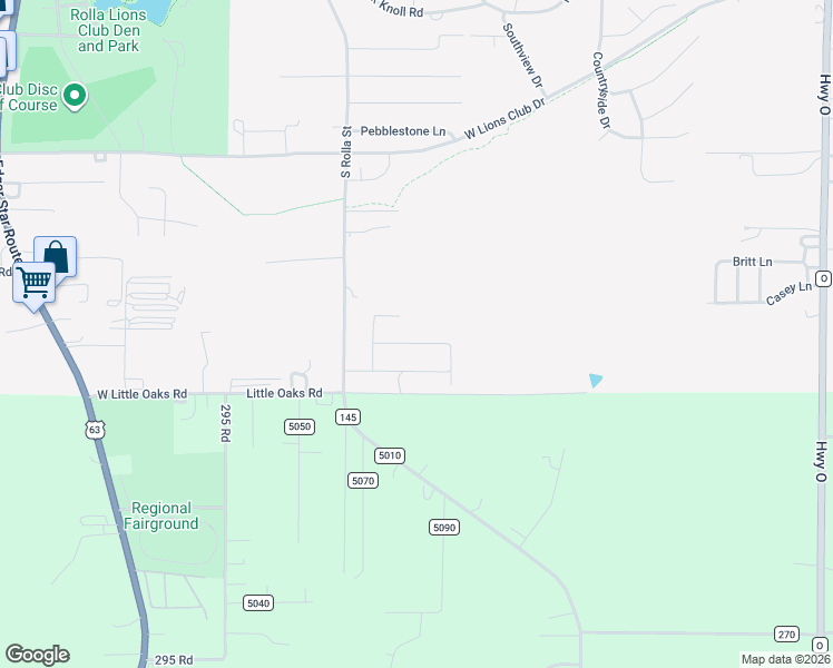 map of restaurants, bars, coffee shops, grocery stores, and more near 309 Traci Dawn Drive in Rolla