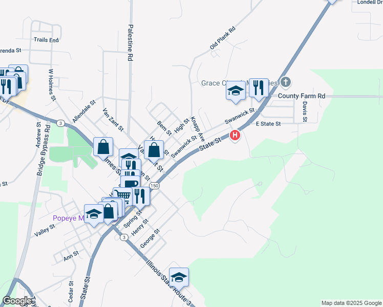 map of restaurants, bars, coffee shops, grocery stores, and more near 1701 State Street in Chester