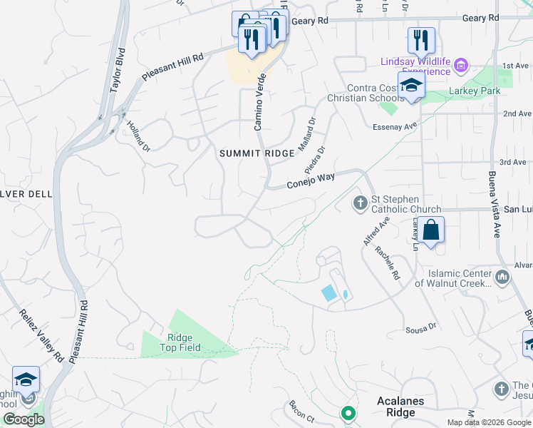 map of restaurants, bars, coffee shops, grocery stores, and more near 1478 Ramsay Circle in Walnut Creek