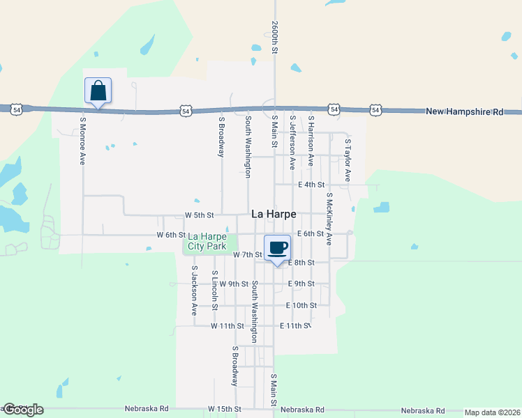 map of restaurants, bars, coffee shops, grocery stores, and more near in La Harpe