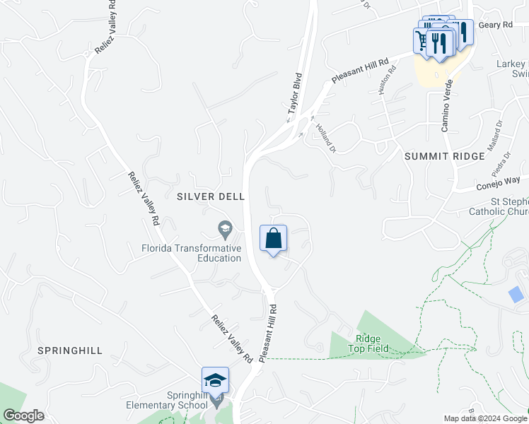 map of restaurants, bars, coffee shops, grocery stores, and more near 1991 Owl Ridge Court in Walnut Creek