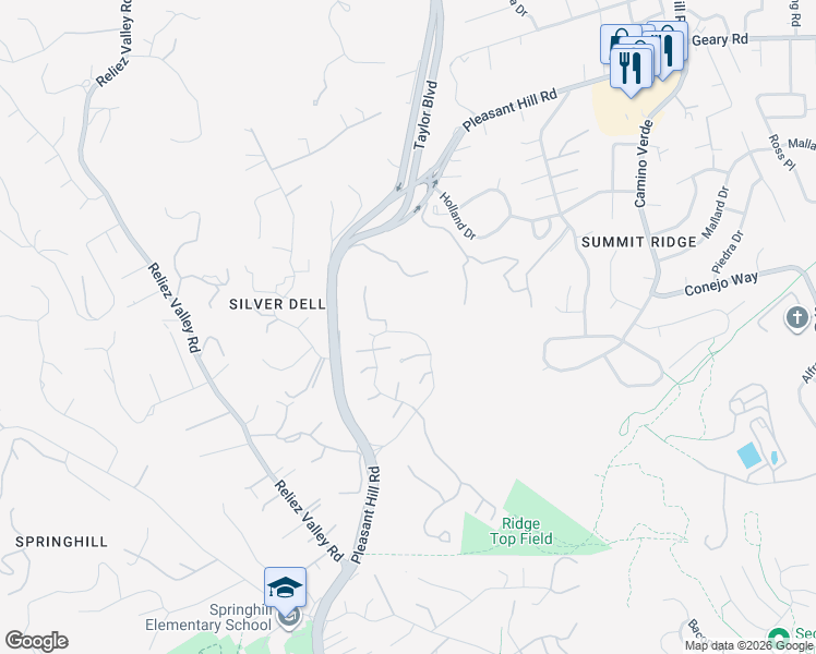 map of restaurants, bars, coffee shops, grocery stores, and more near 563 Monarch Ridge Drive in Walnut Creek