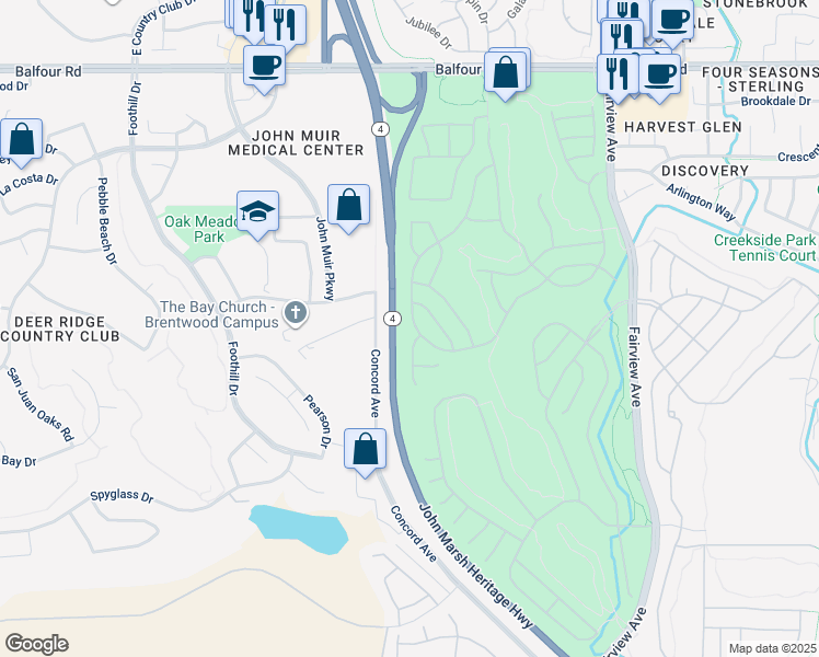map of restaurants, bars, coffee shops, grocery stores, and more near 339 Upton Pyne Drive in Brentwood