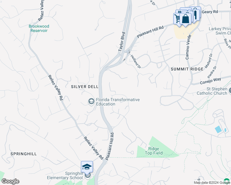 map of restaurants, bars, coffee shops, grocery stores, and more near 2 Diablo Vista Way in Lafayette