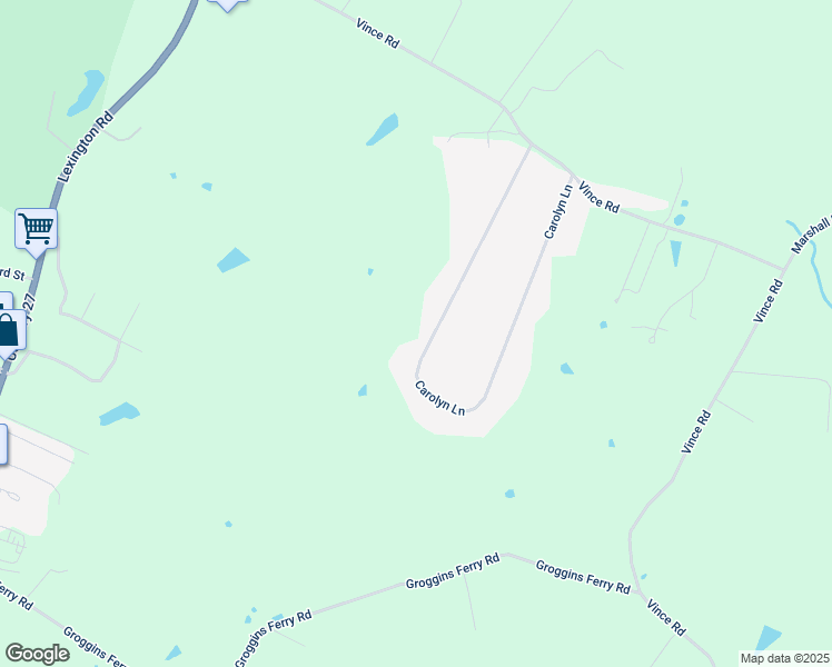 map of restaurants, bars, coffee shops, grocery stores, and more near 133 Carolyn Lane in Nicholasville
