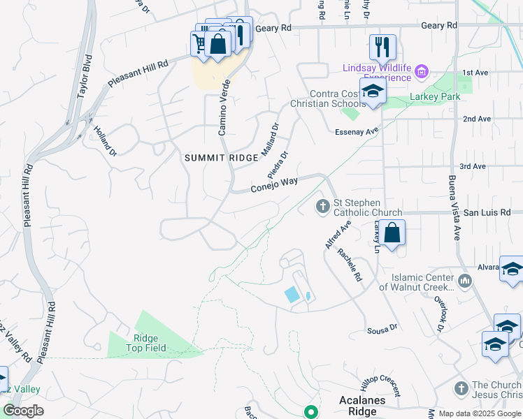 map of restaurants, bars, coffee shops, grocery stores, and more near 1430 Ramsay Circle in Walnut Creek