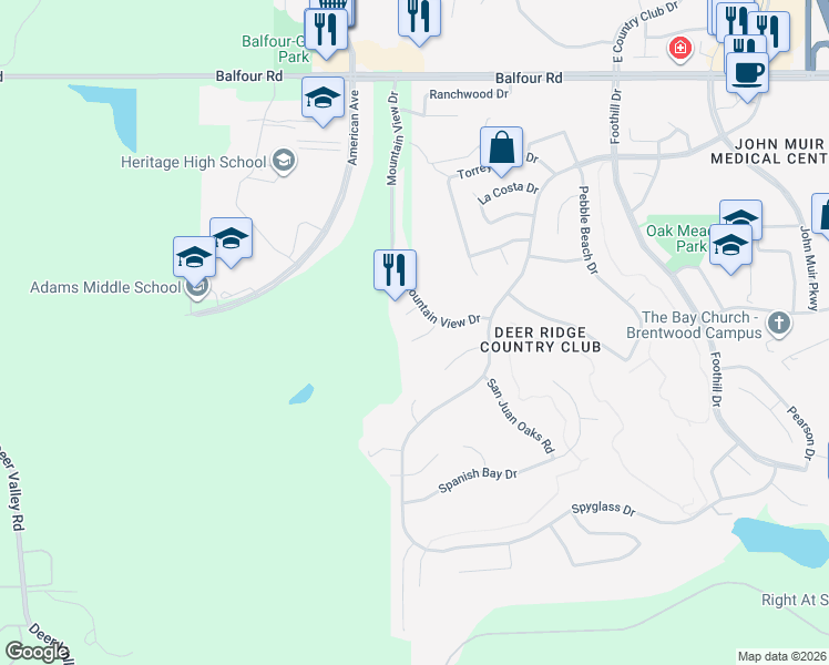 map of restaurants, bars, coffee shops, grocery stores, and more near 2741 Emory Oak Court in Brentwood