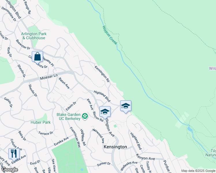 map of restaurants, bars, coffee shops, grocery stores, and more near 61 Cowper Avenue in Kensington