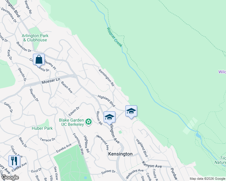 map of restaurants, bars, coffee shops, grocery stores, and more near 61 Cowper Avenue in Kensington