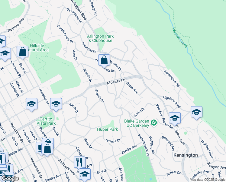 map of restaurants, bars, coffee shops, grocery stores, and more near 909 King Drive in El Cerrito
