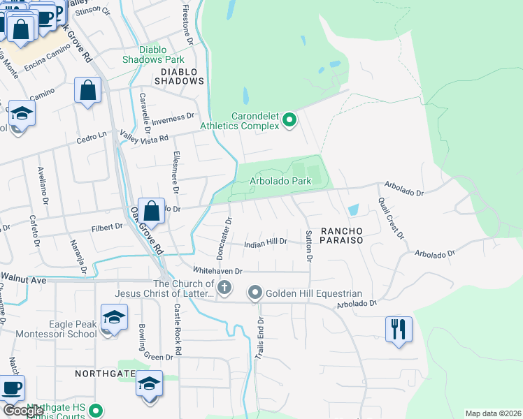 map of restaurants, bars, coffee shops, grocery stores, and more near 616 Nantucket Court in Walnut Creek