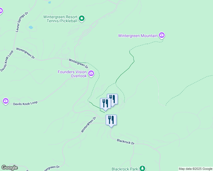 map of restaurants, bars, coffee shops, grocery stores, and more near 962 Diamond Hill Drive in Wintergreen Resort