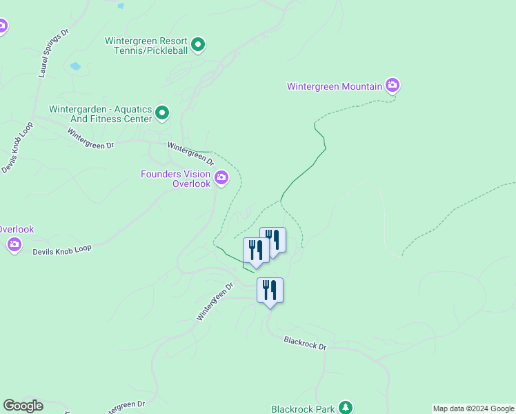 map of restaurants, bars, coffee shops, grocery stores, and more near 962 Diamond Hill Drive in Wintergreen Resort