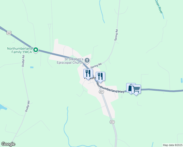 map of restaurants, bars, coffee shops, grocery stores, and more near in Heathsville