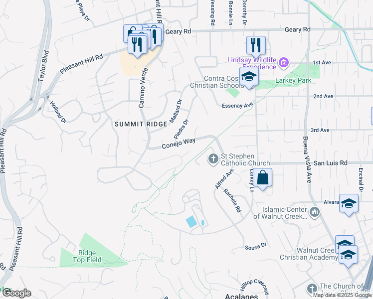 map of restaurants, bars, coffee shops, grocery stores, and more near 1378 Cornwall Court in Walnut Creek