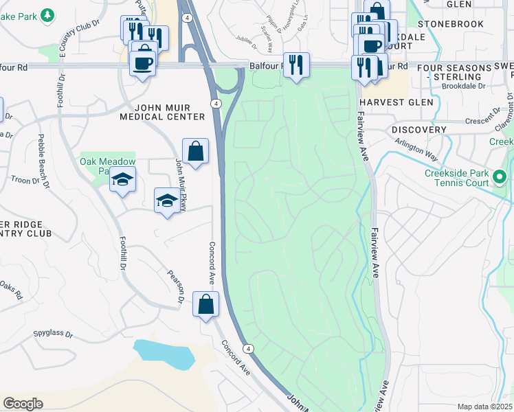 map of restaurants, bars, coffee shops, grocery stores, and more near 440 Tayberry Lane in Brentwood