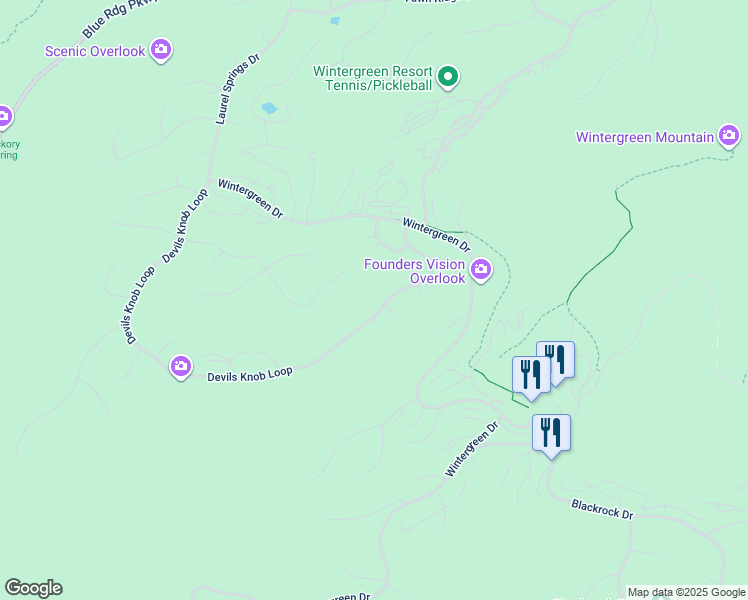 map of restaurants, bars, coffee shops, grocery stores, and more near 1109 Devils Knob Loop in Wintergreen Resort