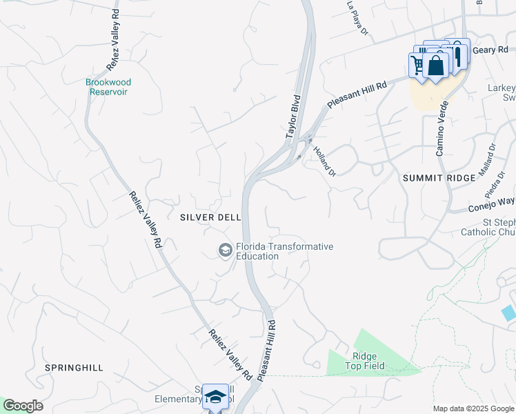 map of restaurants, bars, coffee shops, grocery stores, and more near 7 Diablo Vista Way in Lafayette