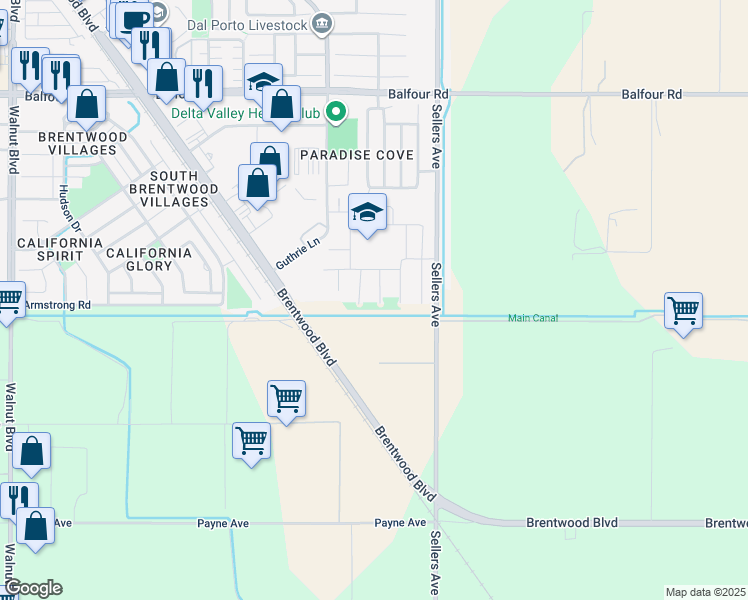 map of restaurants, bars, coffee shops, grocery stores, and more near 505 Tintori Court in Brentwood