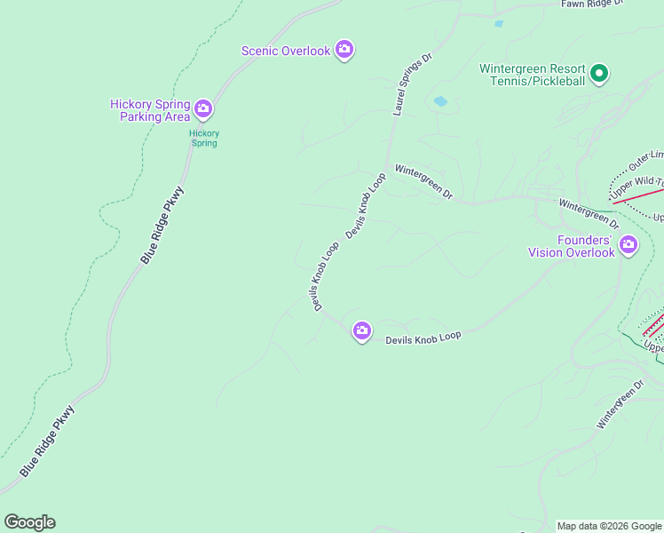 map of restaurants, bars, coffee shops, grocery stores, and more near 315 Devils Knob Loop in Nellysford