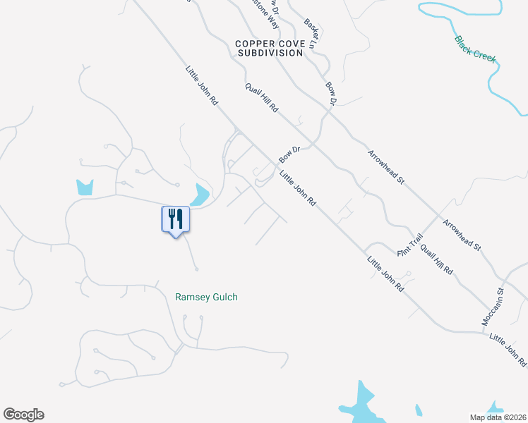 map of restaurants, bars, coffee shops, grocery stores, and more near 106 Glen View Court in Copperopolis