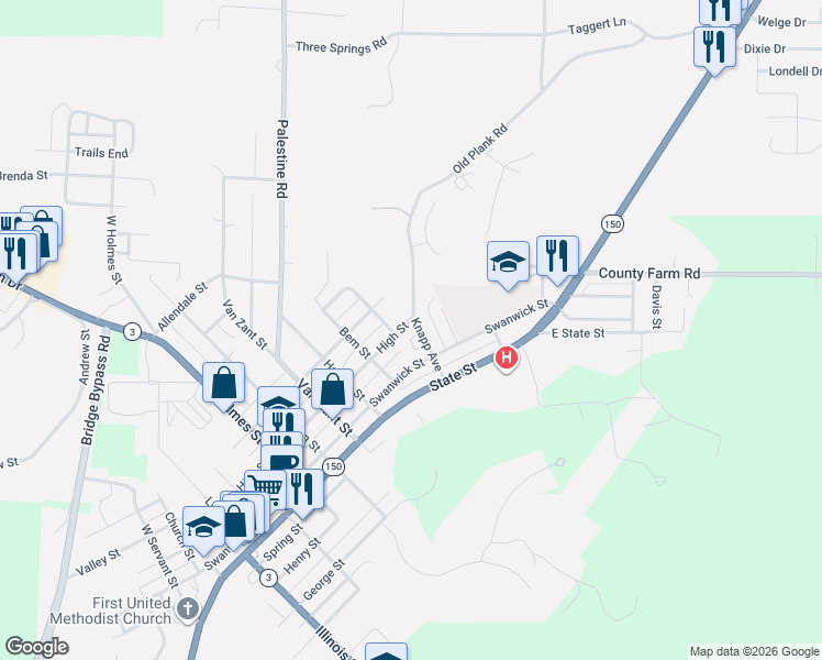 map of restaurants, bars, coffee shops, grocery stores, and more near 1732 1/2 High Street in Chester