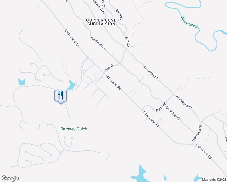 map of restaurants, bars, coffee shops, grocery stores, and more near 4102 Little John Road in Copperopolis