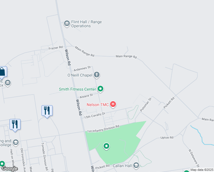 map of restaurants, bars, coffee shops, grocery stores, and more near in Fort Knox