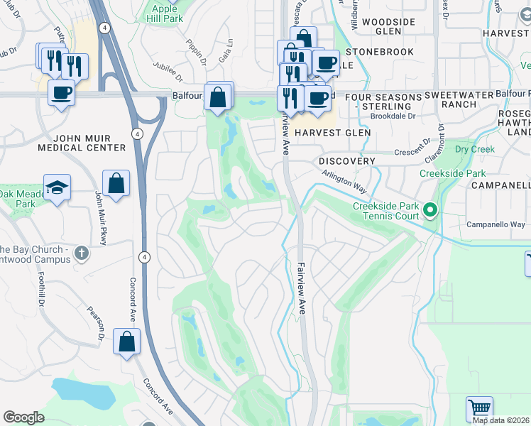 map of restaurants, bars, coffee shops, grocery stores, and more near 1569 Rubidoux Lane in Brentwood