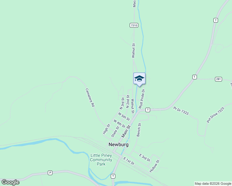 map of restaurants, bars, coffee shops, grocery stores, and more near 631 Ash Street in Newburg